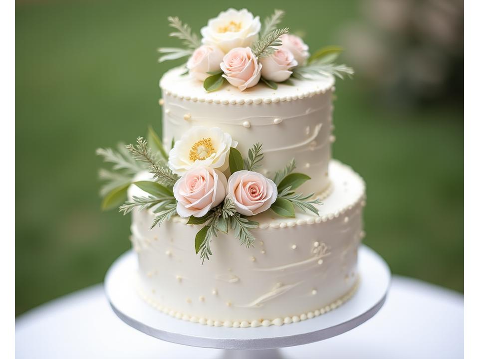 美しく装飾されたウェディングケーキ